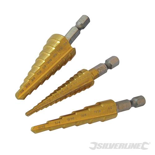 Titanium-Coated HSS Step Drill Set 3pce 3pce 151206