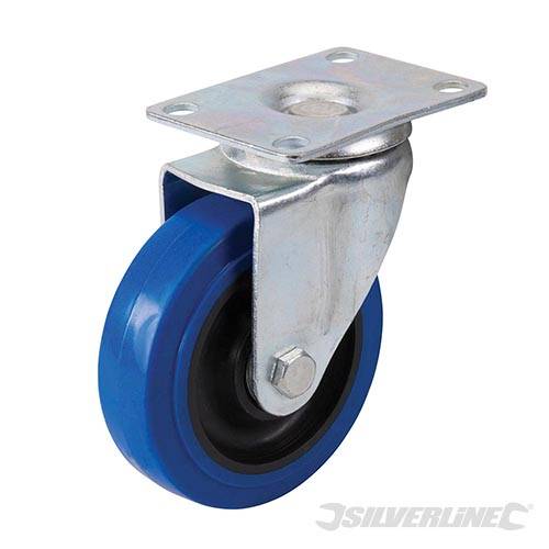 Swivel Elastic Rubber Castor 100mm 140kg Blue 199919