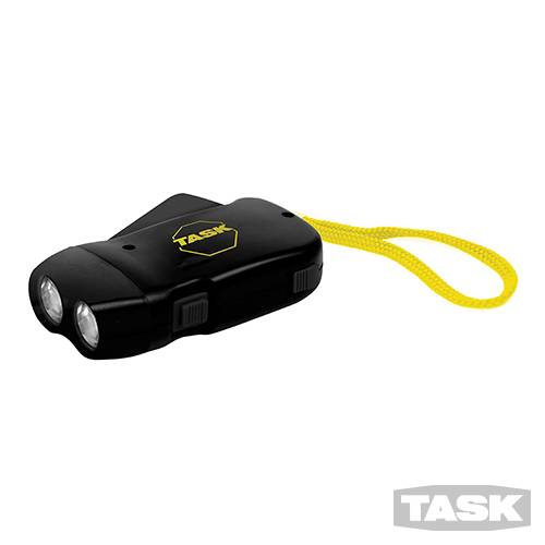 Flashlight with 2 super-bright LEDs, dynamo and trigger handle (no batteries req - 211600