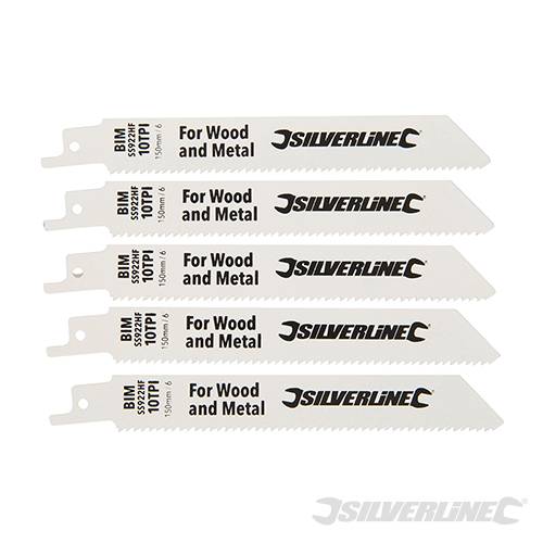 Recip Saw Blades for Demolition 5pk Bi-Metal - 10tpi - 150mm 244966