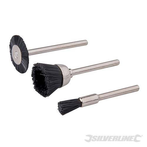 Silverline Rotary Tool Nylon Brush Set 3pce 5, 15, 20mm Dia 282523