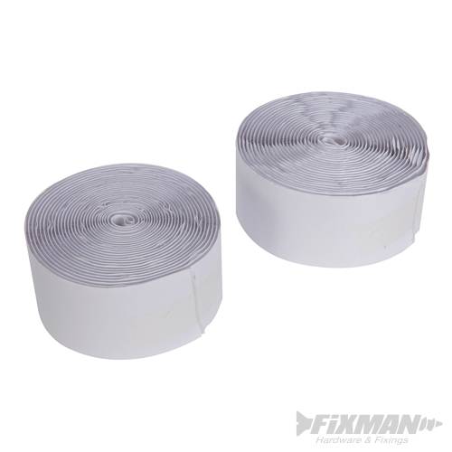 Hook & Loop Tape White Self-Adhesive 2pce 50mm x 5m 316144