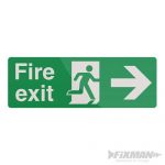 Fixman Fire Exit Arrow Sign 400 x 150mm PL Right 366619