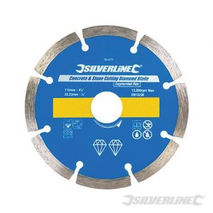 Concrete & Stone Cutting Diamond Blade 115 x 22.23mm Segmented Rim 394979