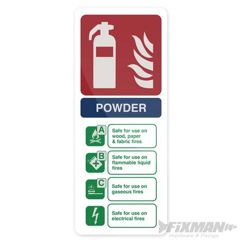 Fixman Dry Powder Fire Extinguisher Sign 202 x 82mm Rigid 416618