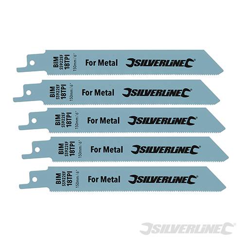 Recip Saw Blades for Metal 5pk Bi-Metal - 18tpi - 150mm 427542