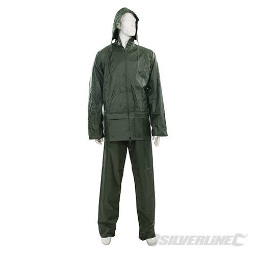 Silverline Rain Suit Green 2pce XL 76 - 134cm (30 - 53") 456423