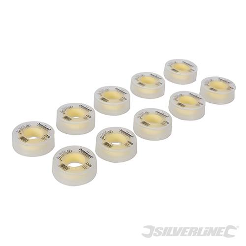 Silverline Yellow PTFE Gas Thread Seal Tape 10pk 12mm x 5m 468645