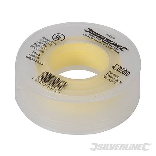 Silverline Yellow PTFE Gas Thread Seal Tape 10pk 12mm x 5m 468645 - Image 2