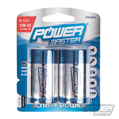 D-Type Super Alkaline Battery LR20 2pk 2pk 485322 - Image 2