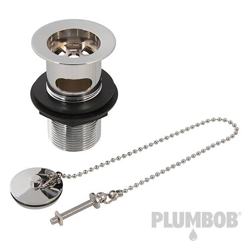 Plumbob Chrome-Plated Brass Basin Waste Slotted 1-1/4" (32mm) 491344