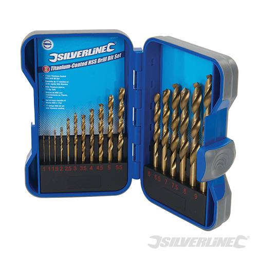 Titanium-Coated HSS Drill Bit Set 17pce 1 - 9mm 633829