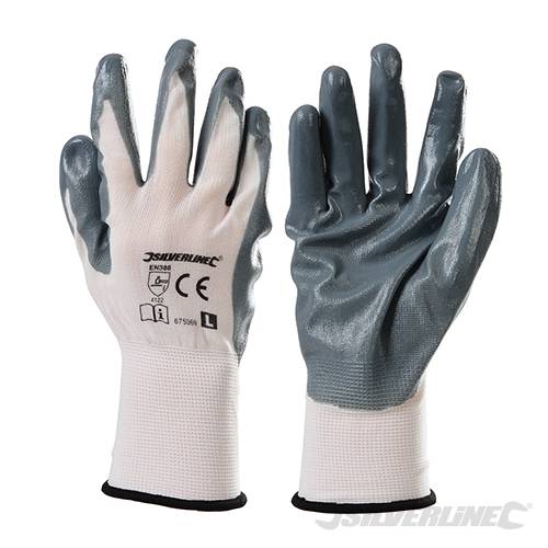 Silverline Nylon Nitrile Coat Gloves L 10 675069