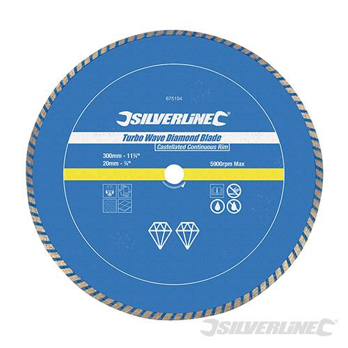 Turbo Wave Diamond Blade 300 x 20mm Castellated Continuous Rim 675104