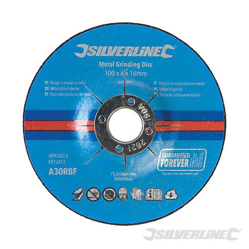 Metal Grinding Discs 10pk 100 x 6 x 16mm 699791