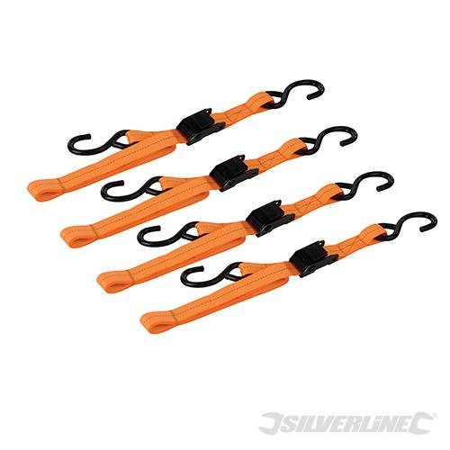 Durable weather-resistant straps with steel S-hooks, rubber-coated ratchet handl - 731248