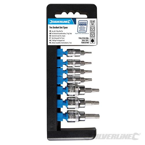 T10 - T40 Socket Set 1/4" & 3/8" Drive 7pce T10 - T40 763566