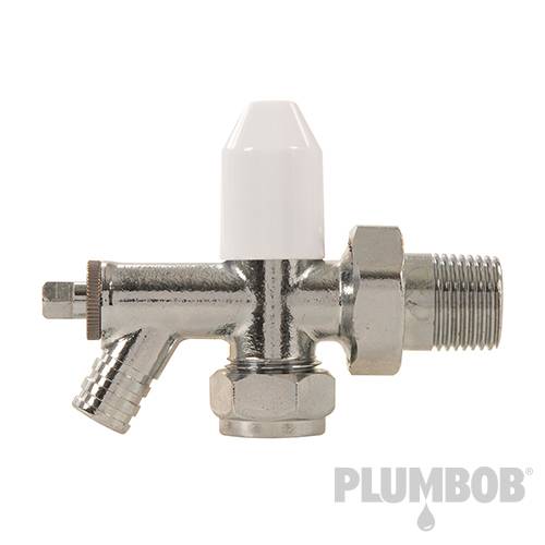 Plumbob Chrome-Plated Angled Radiator Valve With Drain Off 15mm 855285 - Image 2