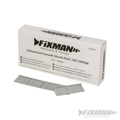 Galvanised Smooth Shank Nails 18G 5000pk 19 x 1.25mm 856869