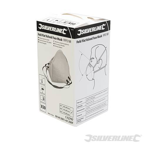 Fold Flat Face Mask FFP2 NR Display Box 50pk FFP2 NR 868550 - Image 2