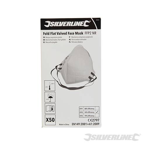 Fold Flat Face Mask FFP2 NR Display Box 50pk FFP2 NR 868550 - Image 3