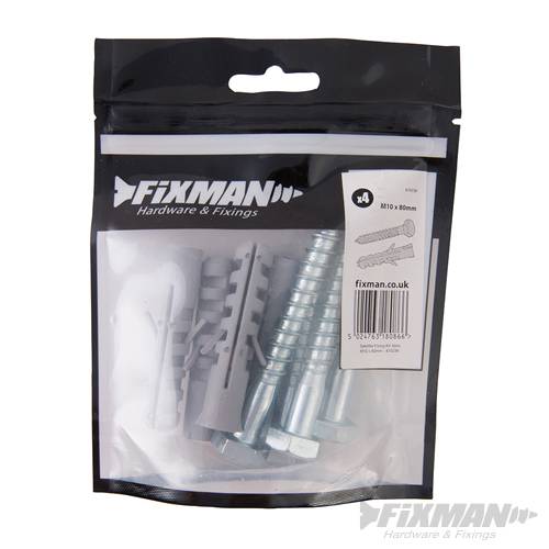 Fixman Satellite Fixing Kit 4pk M10 x 80mm 876236 - Image 3