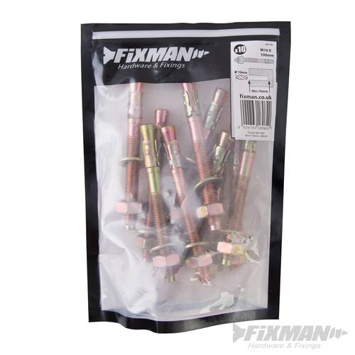 Fixman Through Bolts 10pk M10 - 10 x 40 x 100mm 894162 - Image 3