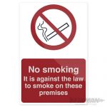 Fixman No Smoking - Against The Law Sign 200 x 300mm Rigid 904546