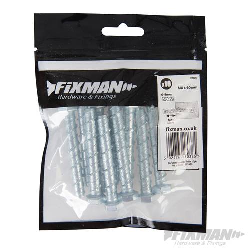 Concrete Masonry Bolts 10pk M8 x 60mm 911525 - Image 3