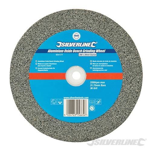 Silverline Aluminium Oxide Bench Grinding Wheel 200 x 20mm Coarse 954177 - Image 2