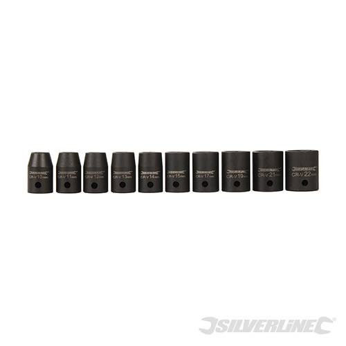 Impact Socket Set 1/2" Drive 6pt Metric 10pce 10 - 22mm 970814 - Image 4