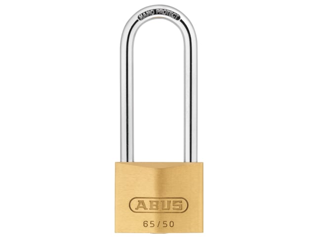 65/50mm Brass Padlock 80mm Long Shackle Carded ABU6550LSC
