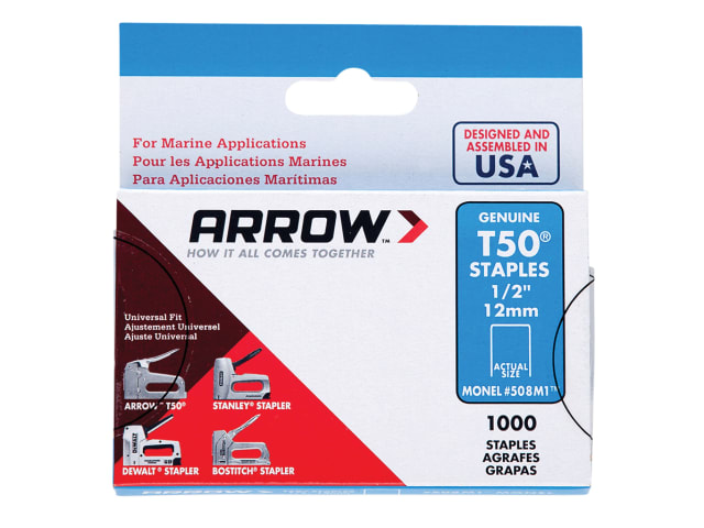 T50M 505m Monel Staples 8mm ( 5/16in) Box 1000 ARRT50516MS