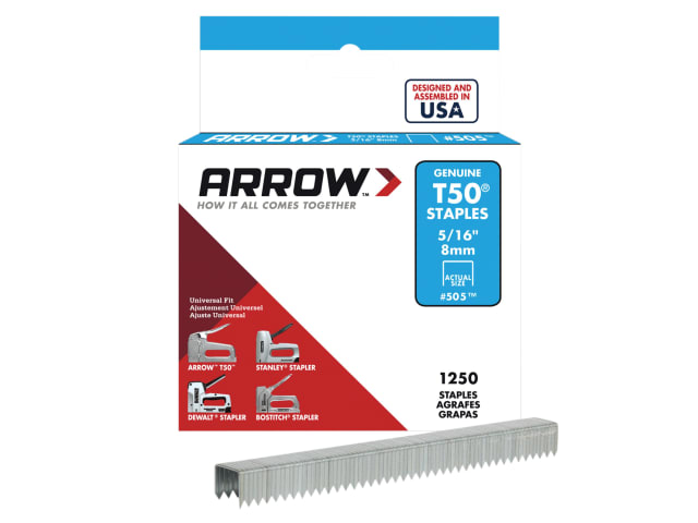 T50 Staples 8mm (5/16in) Box 1250 ARRT50516S