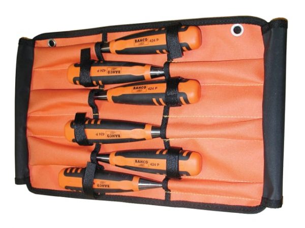 424-P Bevel Edge Chisel Set in Roll -  6 Piece BAH424PS6ROL