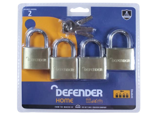 Brass Padlock Quad Pack 40mm DEFBP4Q - Image 2