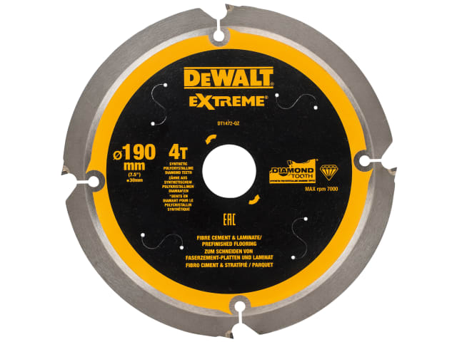 Extreme PCD Fibre Cement Saw Blade 190 x 30mm x 4T DEWDT1472QZ