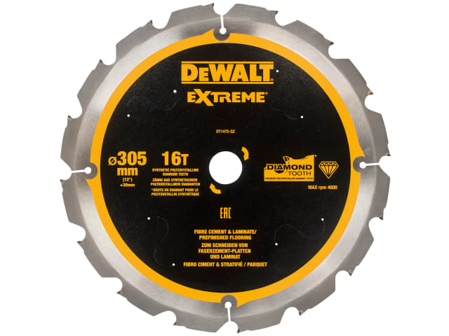 Extreme PCD Fibre Cement Saw Blade 305 x 30mm x 16T DEWDT1475QZ