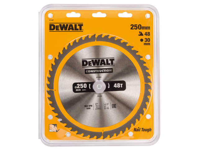 Stationary Construction Circular Saw Blade 250 x 30mm x 48T DEWDT1957QZ - Image 2