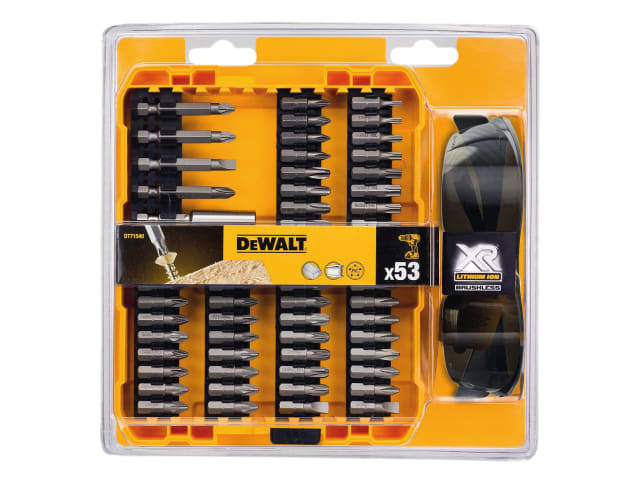 DT71540 High-Performance Screwdriving Bit Set - 53 Piece + Safety Glasses DEWDT71540QZ