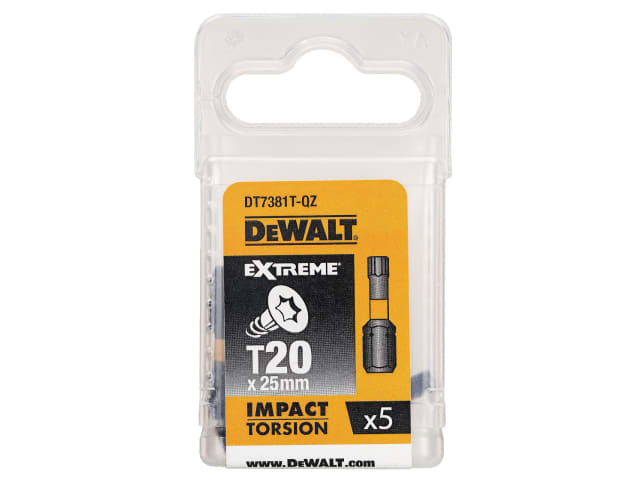 Impact Torsion Bits TX20 x 25mm (Pack 5) DEWDT7381TQZ - Image 2