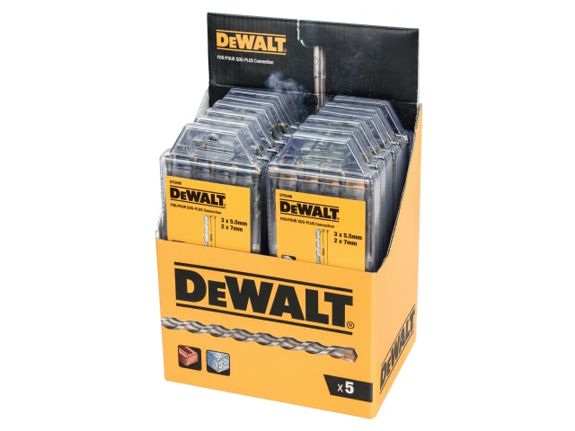 DT9398 SDS Plus Drill Bit Set - 5 Piece Display of 12 DEWDT9398MQZ