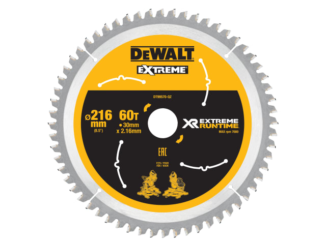 FlexVolt XR Circular Saw Blade 216 x 30mm x 60T DEWDT99570QZ