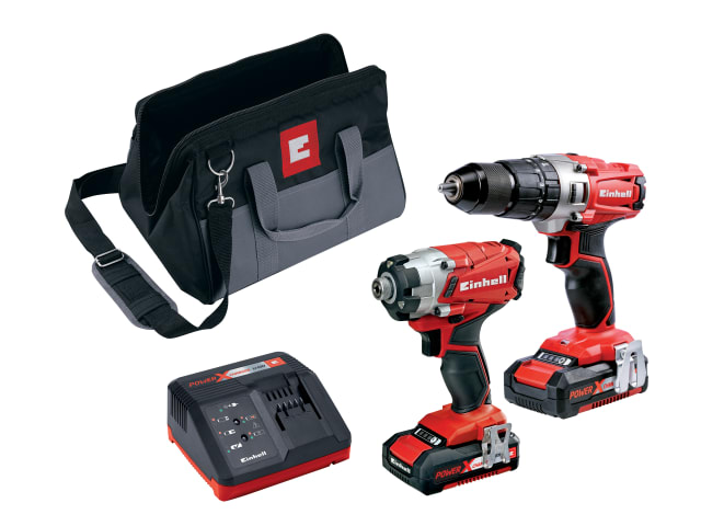 Power X-Change Combi & Impact Driver Twin Pack 18V 2 x 2.0Ah Li-ion EINPXTWIN2