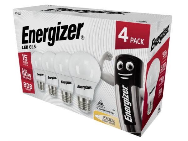 LED ES (E27) Opal GLS Non-Dimmable Bulb -  Warm White 806 lm 9.2W (Pack 4) ENGS14057