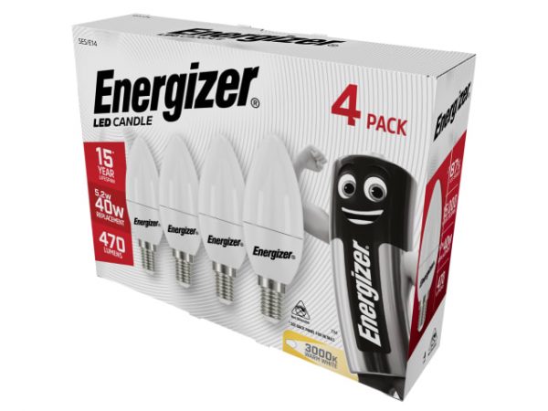 LED SES (E14) Opal Candle Non-Dimmable Bulb -  Warm White 470 lm 5.9W (Pack 4) ENGS14330