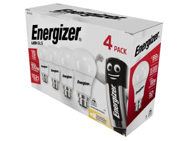 LED BC (B22) Opal GLS Non-Dimmable Bulb -  Warm White 1521 lm 12.5W (Pack 4) ENGS14423