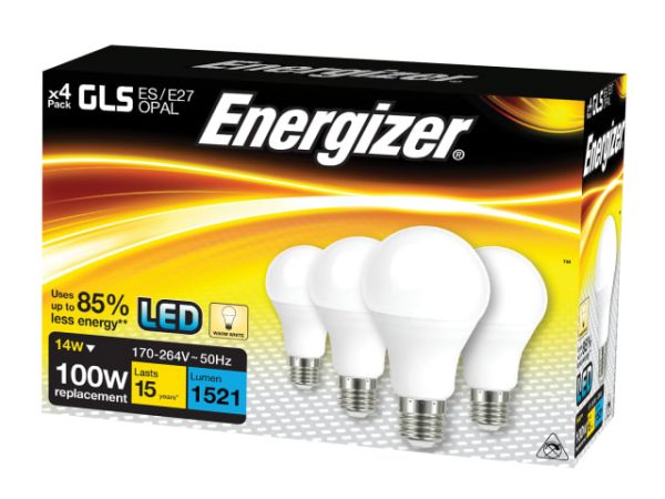 LED ES (E27) Opal GLS Non-Dimmable Bulb -  Warm White 1521 lm 12.5W (Pack 4) ENGS14424