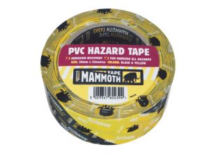 PVC Hazard Tape Black / Yellow 50mm x 33m EVB2HAZYW
