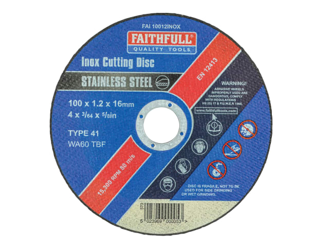 Inox Cutting Disc 100 x 1.2 x 16mm FAI10012INOX
